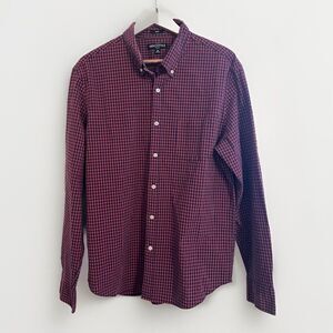 J Crew Mercantile Flex Slim Red Blue Check Button Down XL